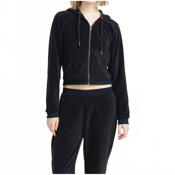 NEW VOLCOM lounge velour zip hoodie in black - Picture 1 of 2